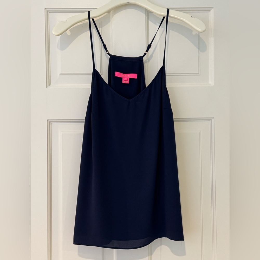 Lilly Pulitzer navy silk tank